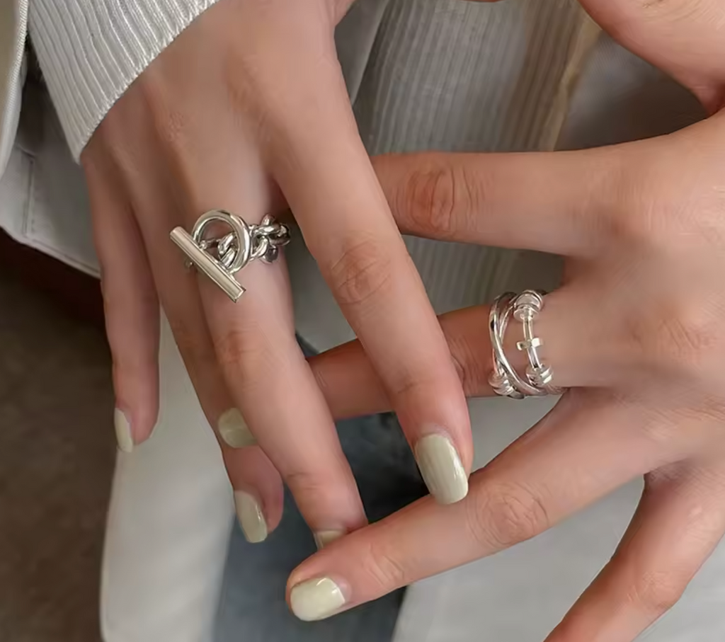 OT Buckle Punk Style Silver Ring