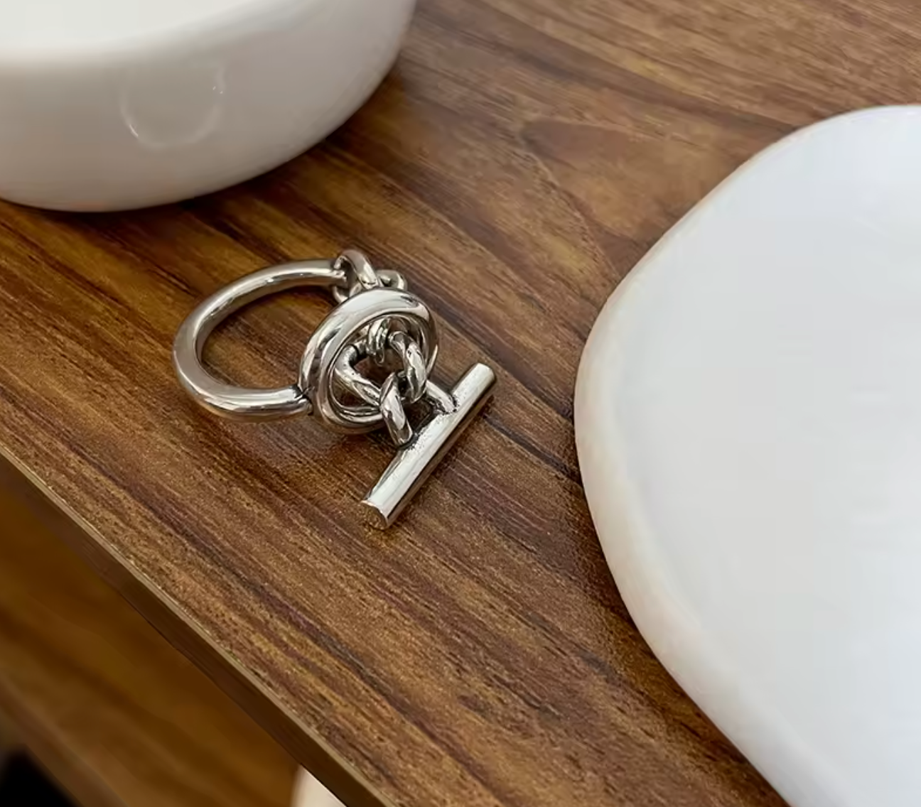 OT Buckle Punk Style Silver Ring