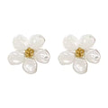 Elegant Pearl Big Flower Stud Earrings