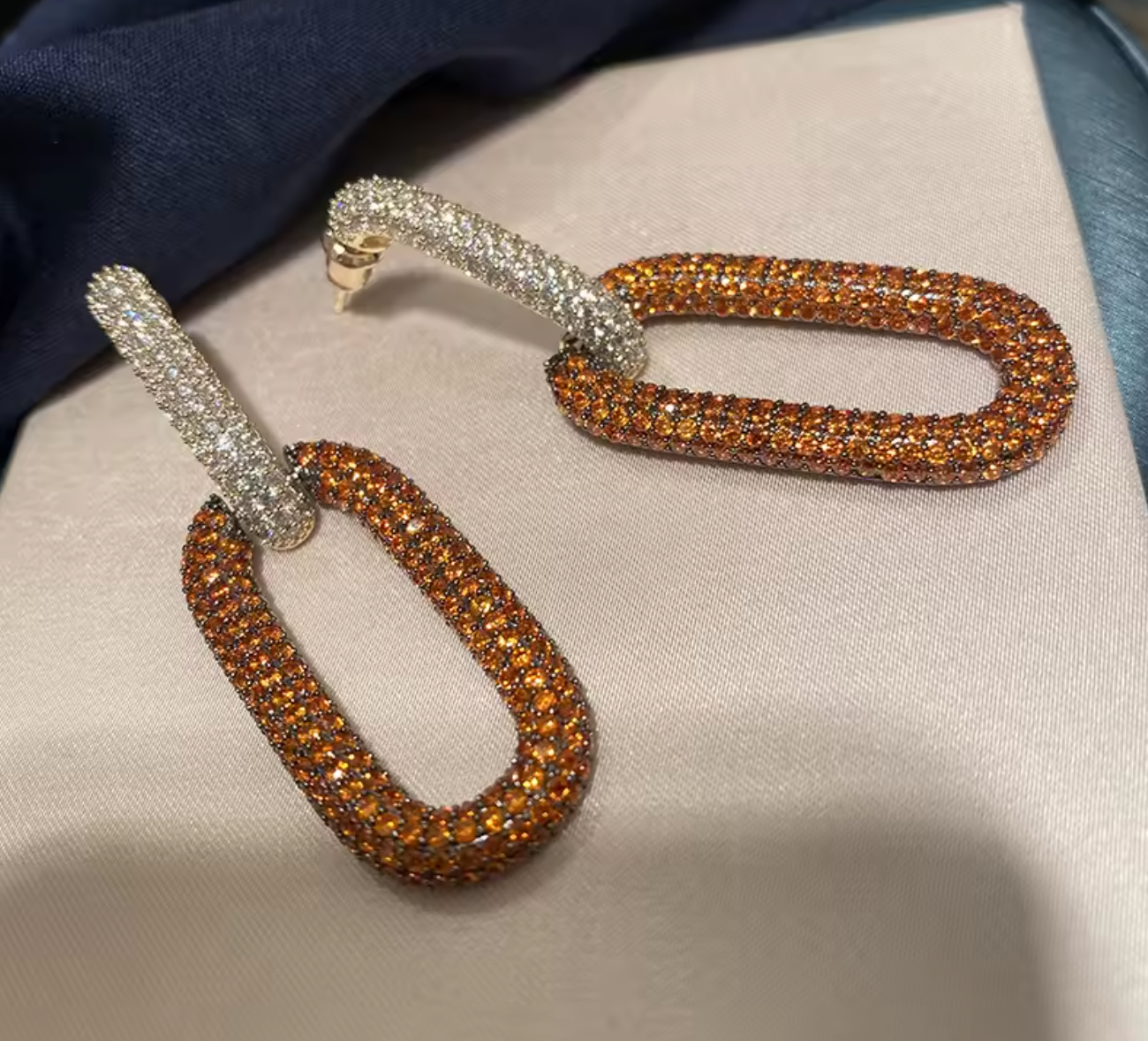 Orange Cubic Zirconia Drop Earrings
