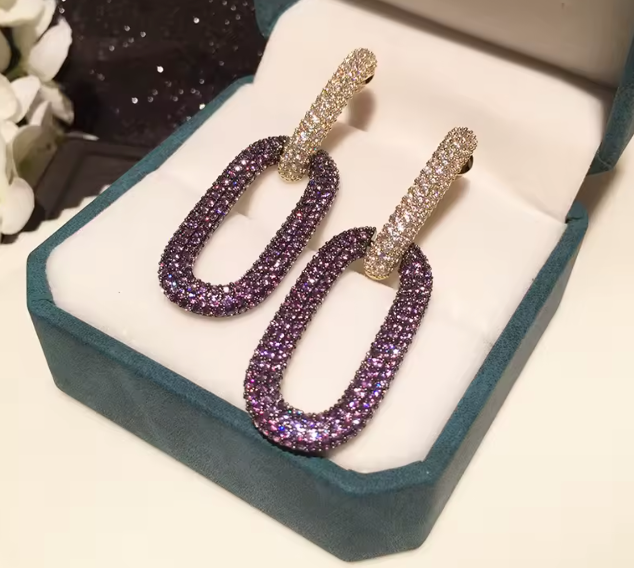 Orange Cubic Zirconia Drop Earrings