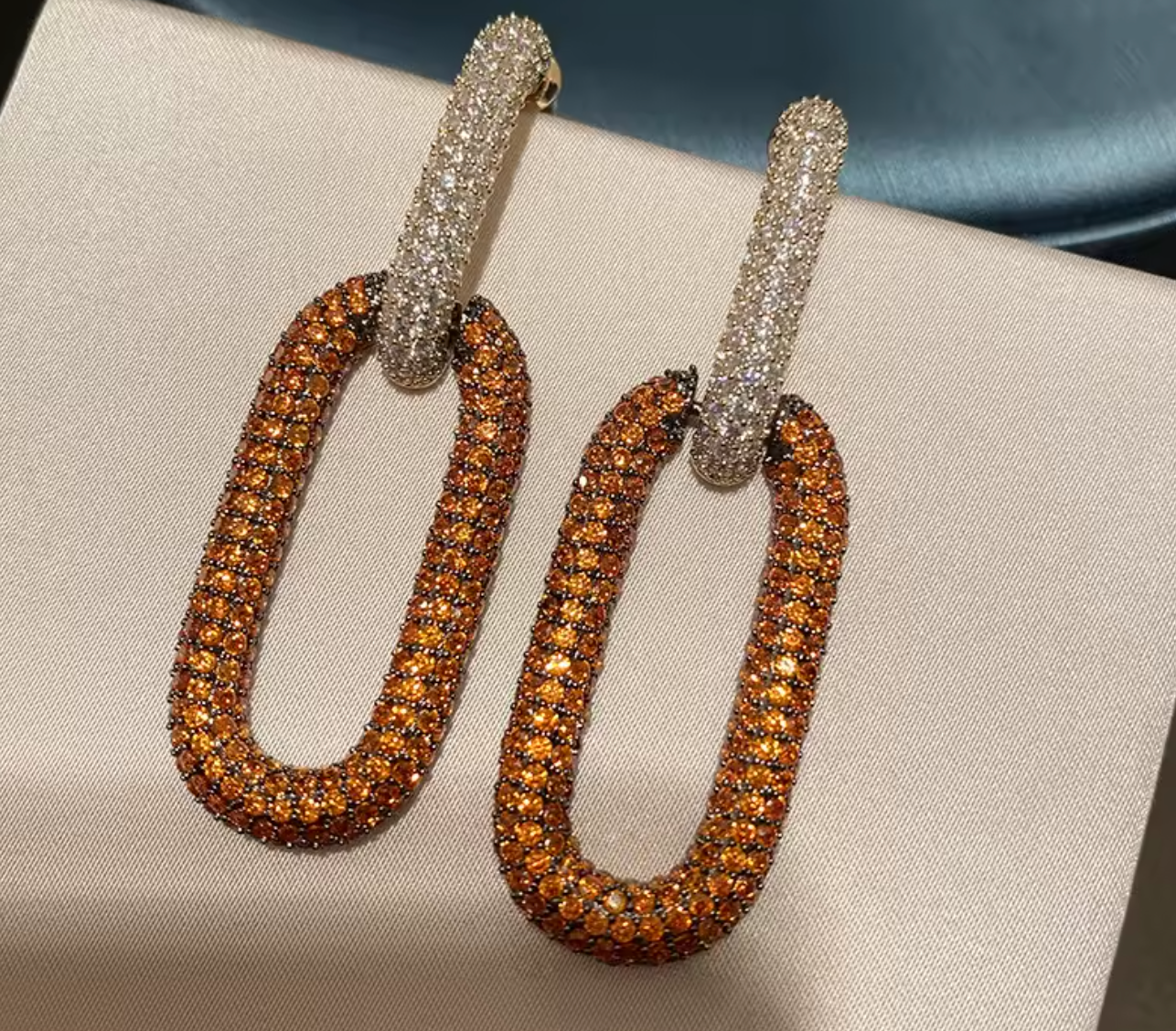 Orange Cubic Zirconia Drop Earrings