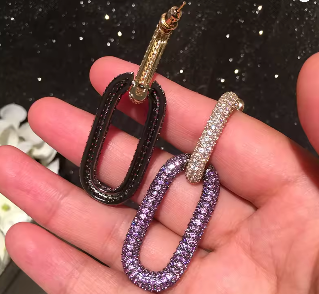 Orange Cubic Zirconia Drop Earrings