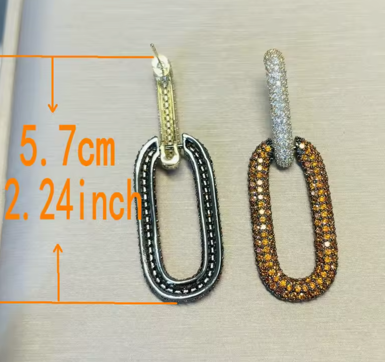 Orange Cubic Zirconia Drop Earrings