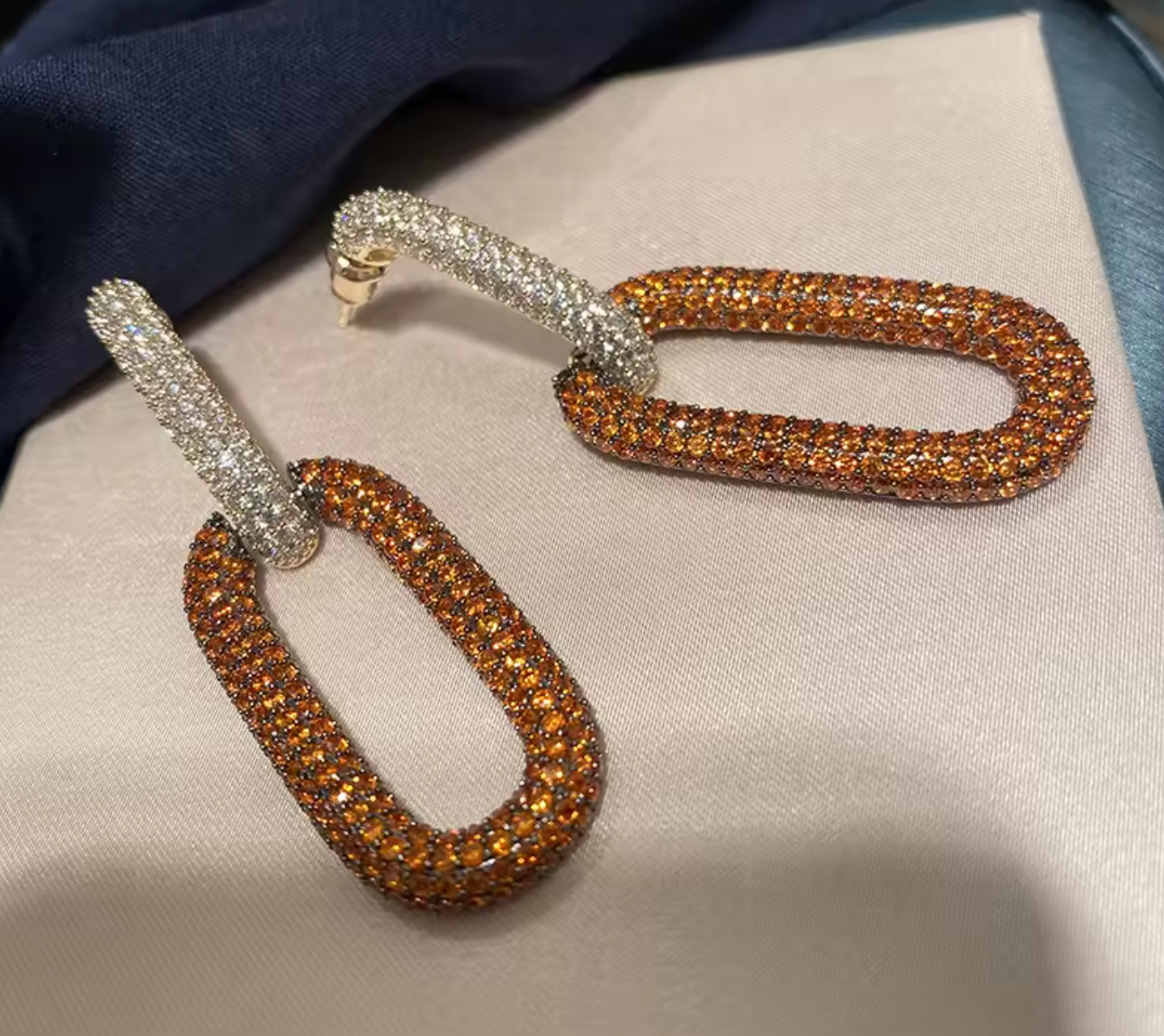 Orange Cubic Zirconia Drop Earrings