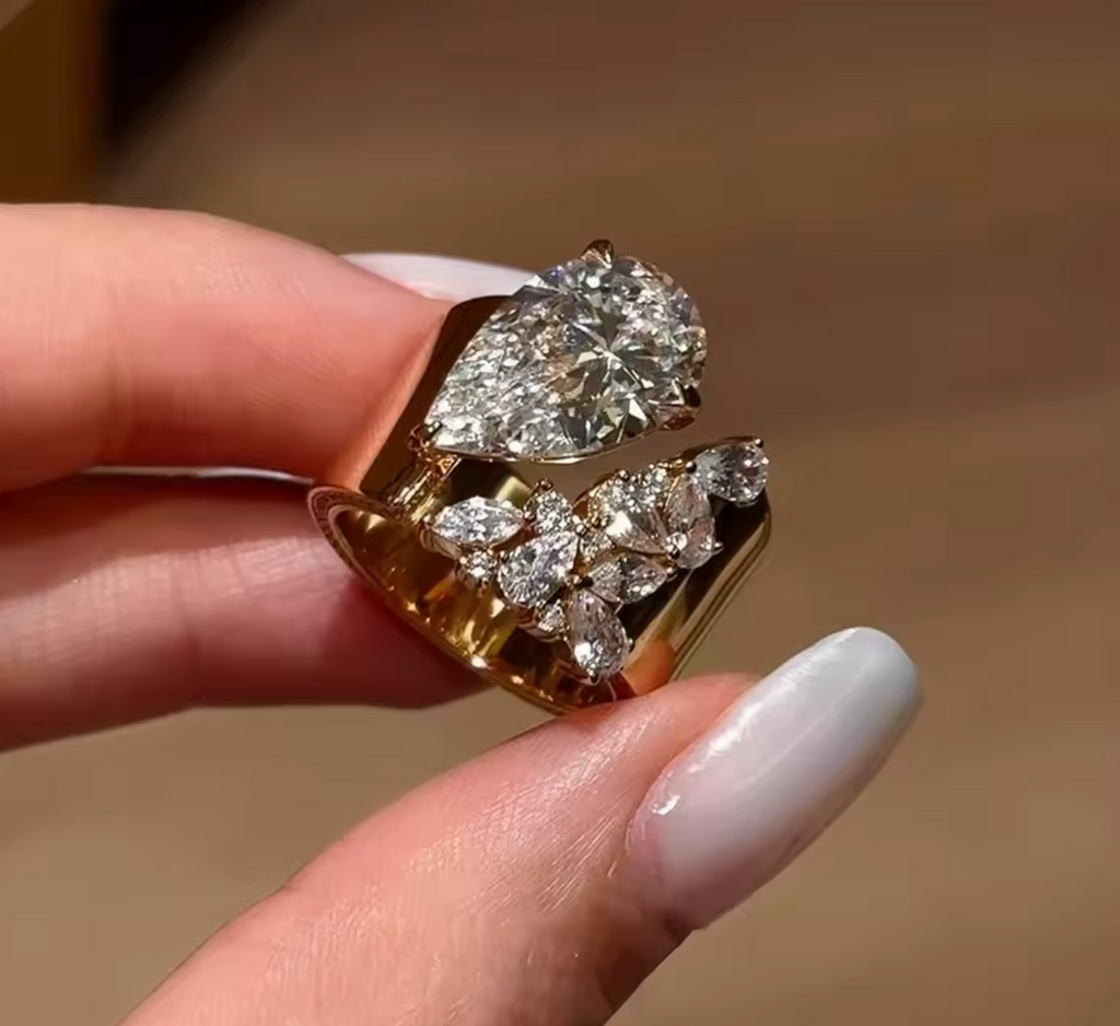 Double Droplet Zircon Cocktail Ring