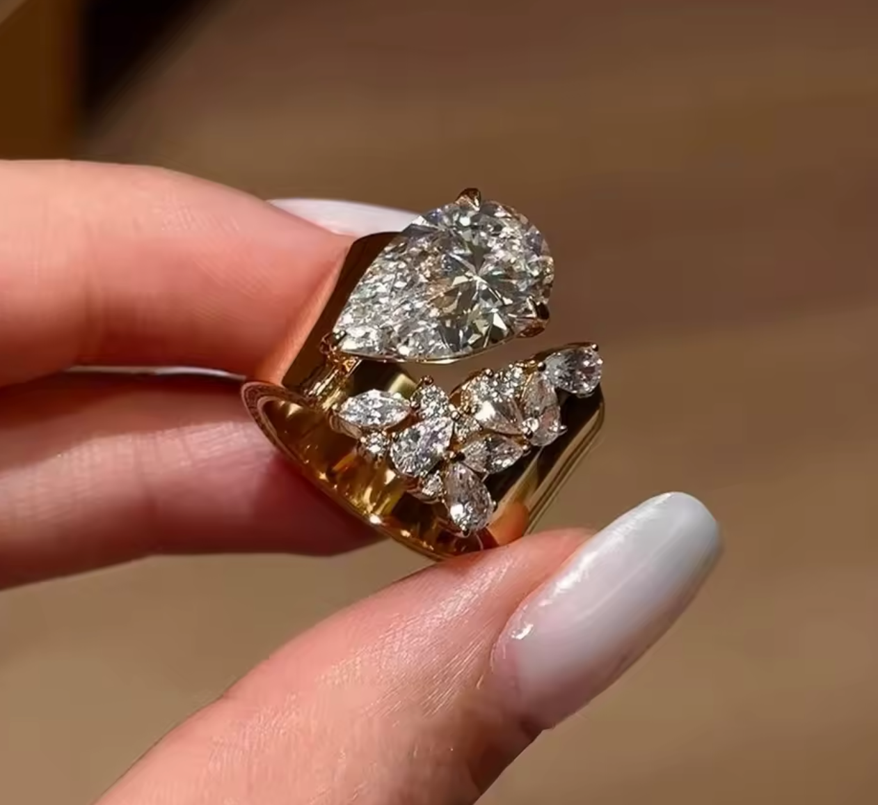 Double Droplet Zircon Cocktail Ring