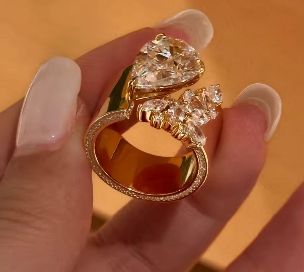 Double Droplet Zircon Cocktail Ring