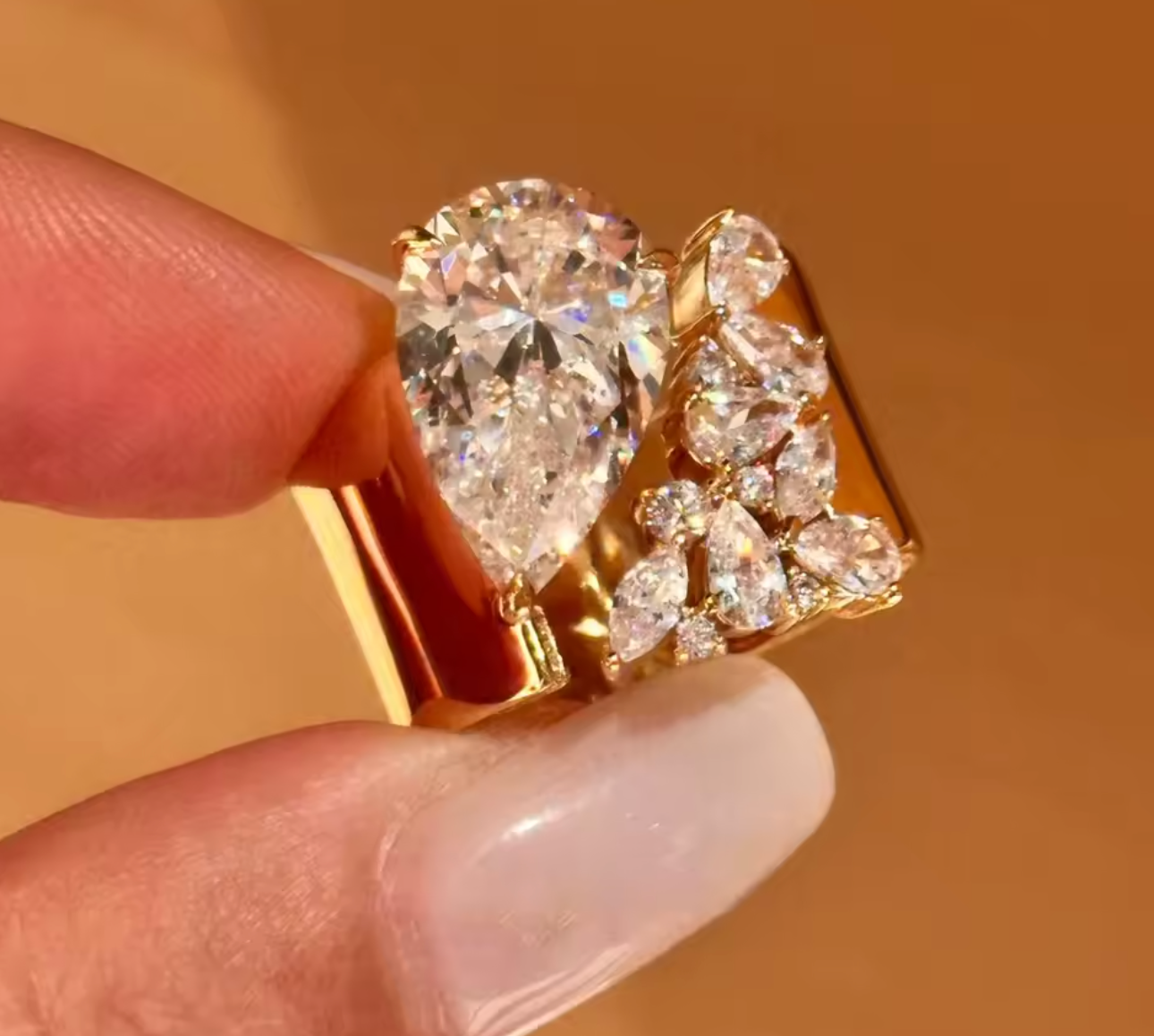 Double Droplet Zircon Cocktail Ring