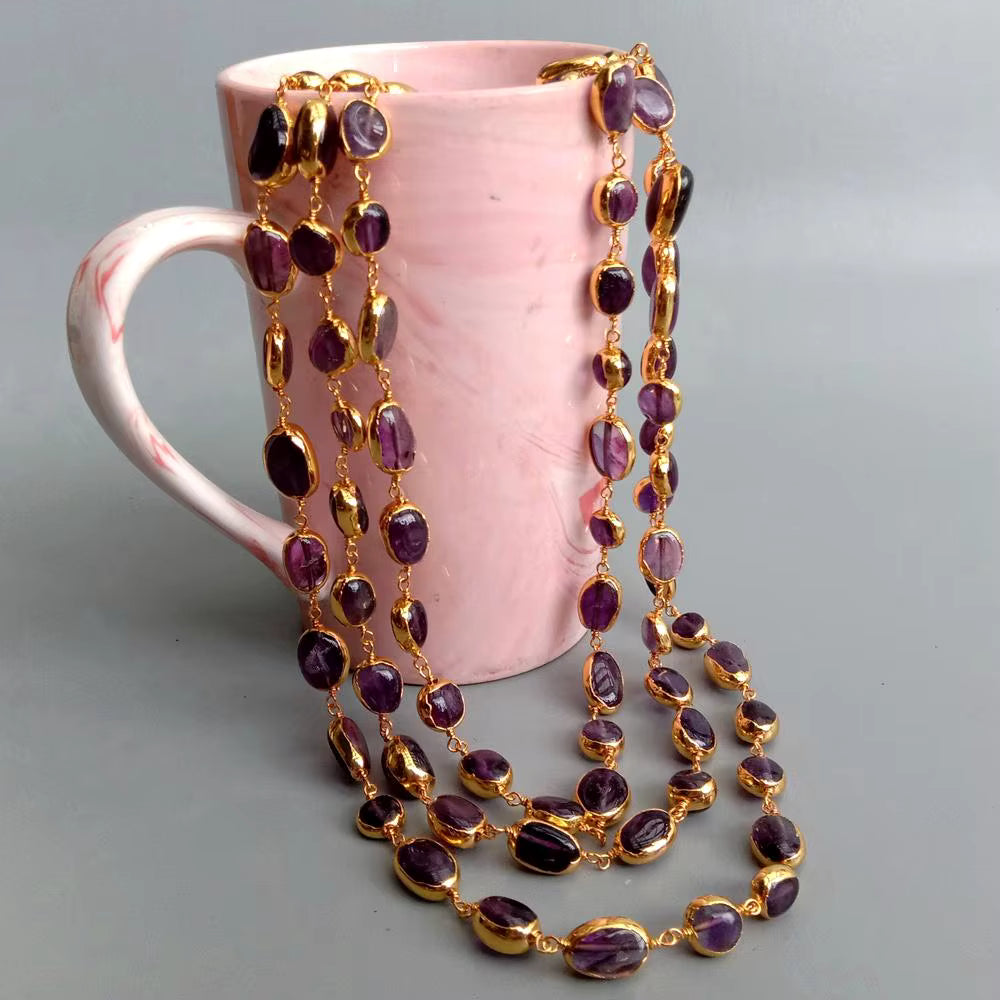 3-Strand Natural Amethyst Necklace 18”