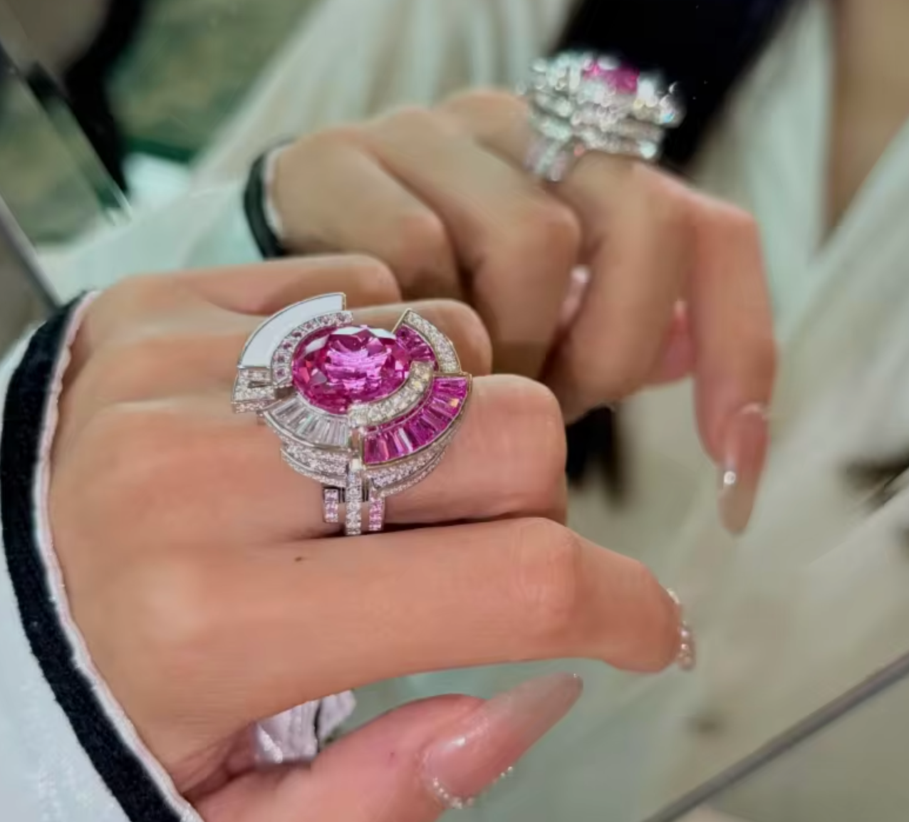 Pink Pitaya Disc 925 Sterling Silver Ring